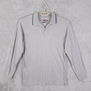 Vintage Chaps Ralph Lauren Size L Gray Rugby Polo Shirt Long Sleeves Cotton